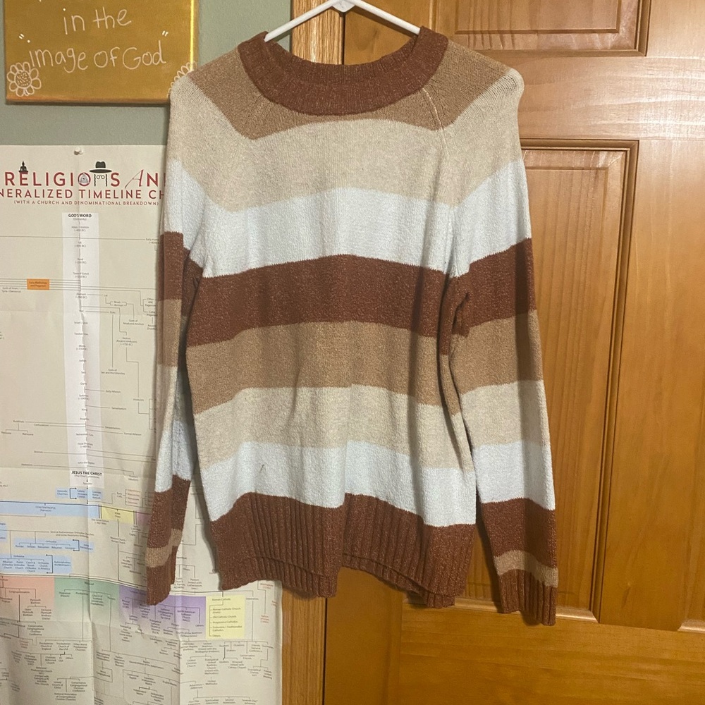 Striped Brown and Tan Sweater